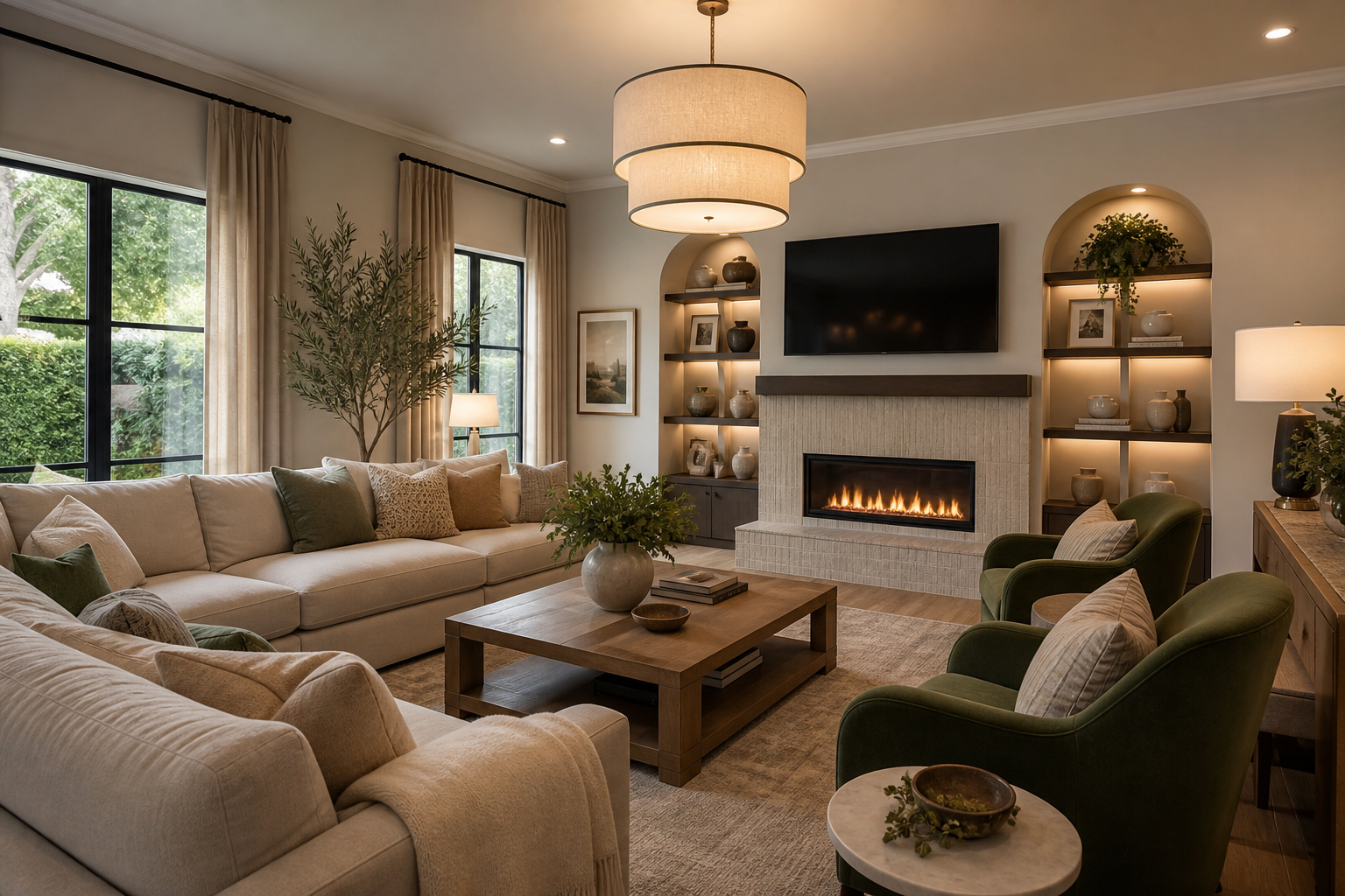 Stylish finished living room after decorating